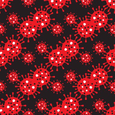 Koronavirüslü vektör deseni. Viral enfeksiyon deseni. Covid-19 küresel salgın geçmişi. Monokromatik biçim