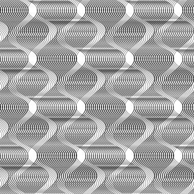 Dalgalı çizgilerle soyut geometrik desen. Yuvarlak çizgili tasarım. Kusursuz arkaplan