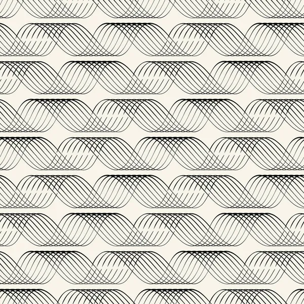 带波浪形线条网格的几何图案 编织圆形条纹设计 无缝隙背景 — 图库照片
