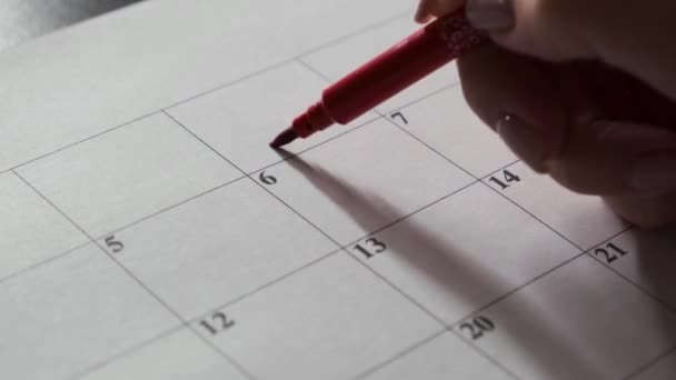 Hand Circles Date Calendar Marker 6Th Month — Wideo stockowe