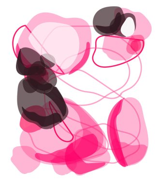 Vektör el çizimi soyut harmoni pembe ve siyah, sıcak renkler, şeffaf minimalist noktalar, basit sanat, soyut çok renkli lekeler, pembe ve siyah renkler, pembe soyutlama