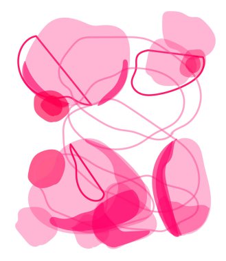 Vektör el çizimi soyut harmoni pembe ve siyah, sıcak renkler, şeffaf minimalist noktalar, basit sanat, soyut çok renkli lekeler, pembe renkler, pembe soyutlama