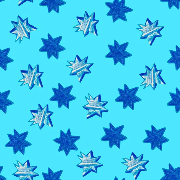 Μολύβι ζωγραφισμένα μπλε αστέρια clip art, ζωγραφισμένα στο χέρι έναστρο μοτίβο, ζωγραφισμένα μπλε αστέρια φόντο, λάμπει, απομονωμένα παιδιά μοτίβο, κοσμικό, έναστρο φόντο, φωτεινό — Φωτογραφία Αρχείου