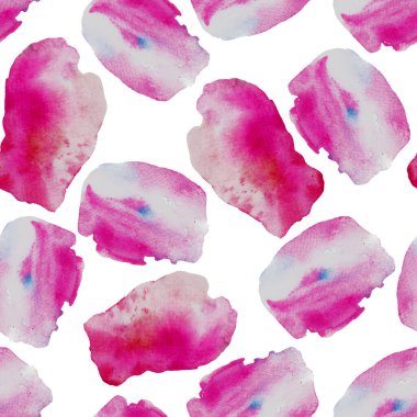 Suluboya soyut basit damlalar klibi desen, pembe suluboya lekeleri, soyut arkaplan, el çizimi, beyaz, pembe damlalar desen 