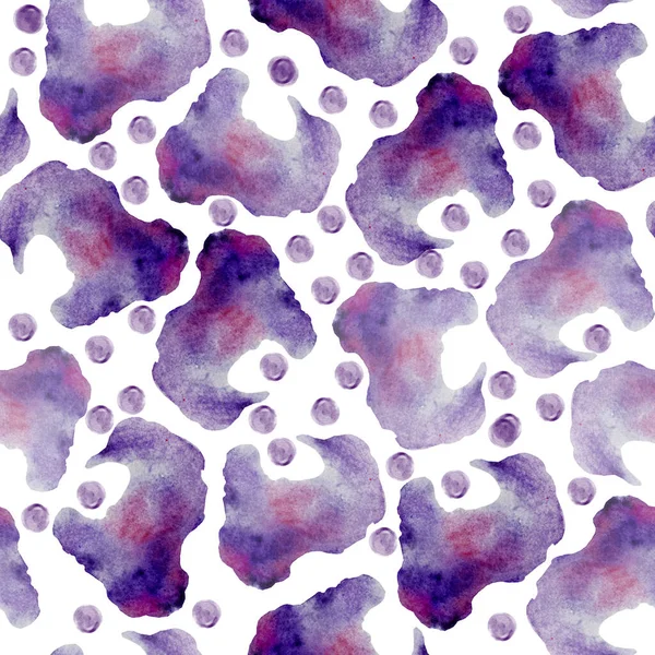 Acuarela abstracta manchas simples patrón de clipart, manchas de acuarela púrpura, fondo abstractivo, dibujado a mano, patrón de manchas púrpura —  Fotos de Stock