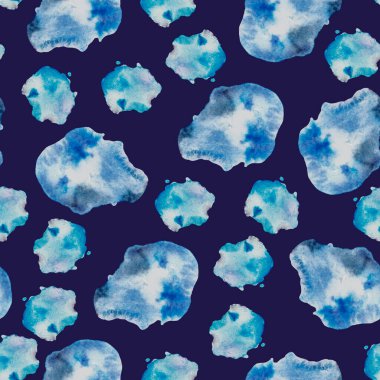 Suluboya soyut basit damlalar klibi desen, mavi suluboya lekeleri, soyut arkaplan, el çizimi, beyaz, açık mavi damlalar, noktalı arkaplan, turkuaz