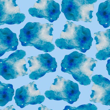 Suluboya soyut basit damlalar klibi desen, mavi suluboya lekeleri, soyut arkaplan, el çizimi, beyaz, açık mavi damlalar, noktalı arkaplan, turkuaz