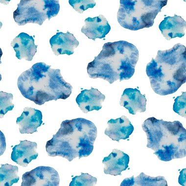 Suluboya soyut basit damlalar kırpma deseni, mavi suluboya lekeleri, soyut arkaplan, el çizimi, beyaz, açık mavi lekeler, noktalı arkaplan, turkuaz, izole edilmiş