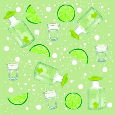 El çizimi Meksika tarzı, pürüzsüz desen, fiesta arka planı