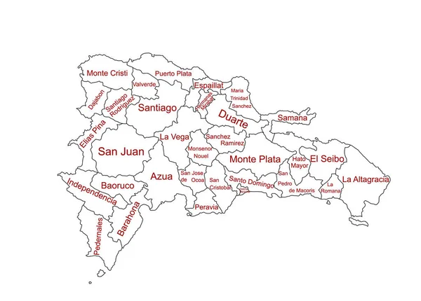 República Dominicana Mapa Vetorial Linha Contorno Silhueta Ilustração Isolada Sobre —  Vetores de Stock