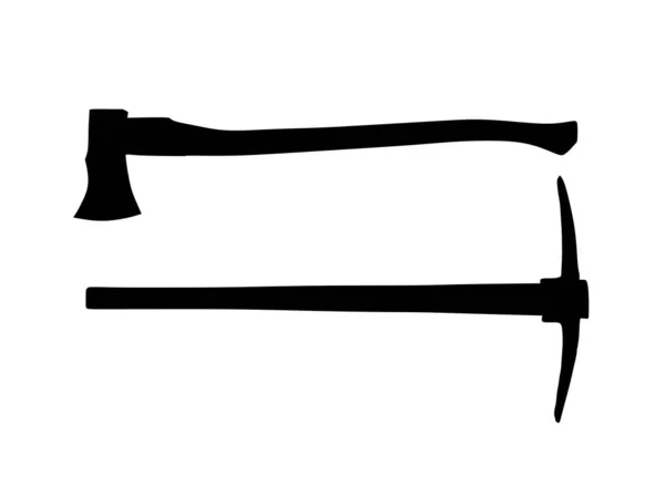 Křídlo Krumpáč Vektorové Siluety Ilustrace Izolované Bílém Hasičský Lesnický Stavební — Stockový vektor