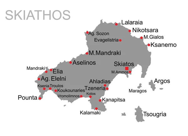 Isla Skiathos Grecia Mapa Vectorial Silueta Ilustración Aislada Sobre Fondo — Vector de stock
