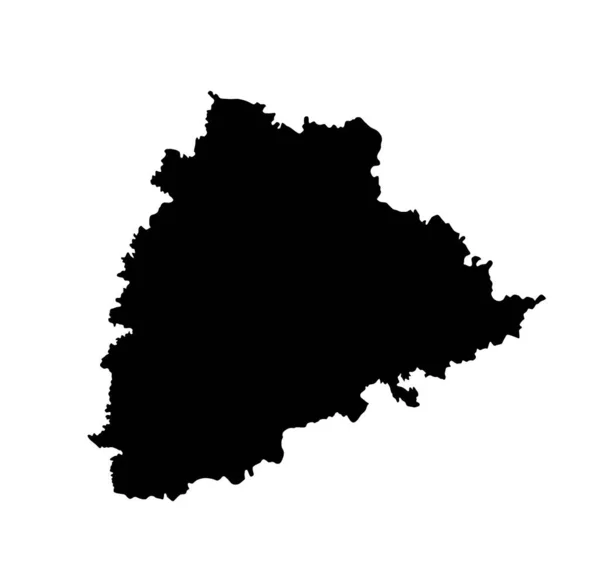 Ilustrasi Vektor Siluet Peta Telangana Diisolasi Pada Latar Belakang Putih - Stok Vektor