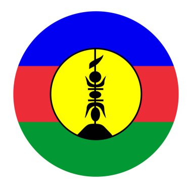 Yeni Kaledonya 'nın vektör dairesi bayrağı. Yeni Kaledonya bayrağı izole edilmiş vektör çizimi. Okyanusya 'daki Fransa toprakları.