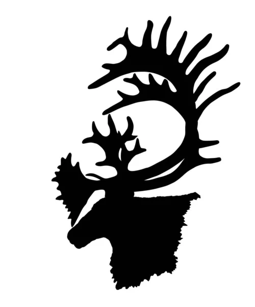 Illustration Silhouette Vectorielle Tête Renne Isolée Sur Fond Blanc Cerf — Image vectorielle