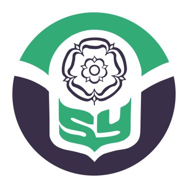 Güney Yorkshire bayrağı, beyaz arkaplanda izole edilmiş bayrak dairesi çizimi. Birleşik Krallık vilayeti. İngiltere toprağı.