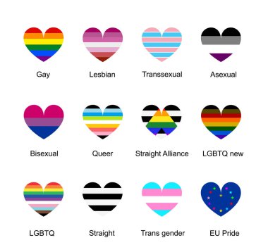 Kalp rozeti eşcinsel vektör illüstrasyonu. LGBT gurur sembolü, lezbiyen işareti, trans cinsel kültür, homoseksüel, aseksüel, biseksüel, eşcinsel, heteroseksüel, trans cinsiyet. İnsan hakları ve özgürlük. LGBTQ kültürü.