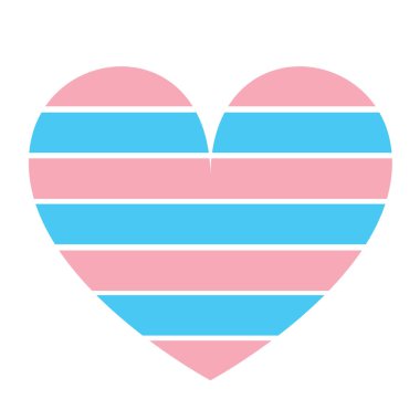 Transseksüel kalp bayrağı vektör çizimi. Duygusal trans cinsel haklar sembolü. Çeşitlilik özgürlüğü. Cinsellik. LGBTQ erkek ve kadın birliği.