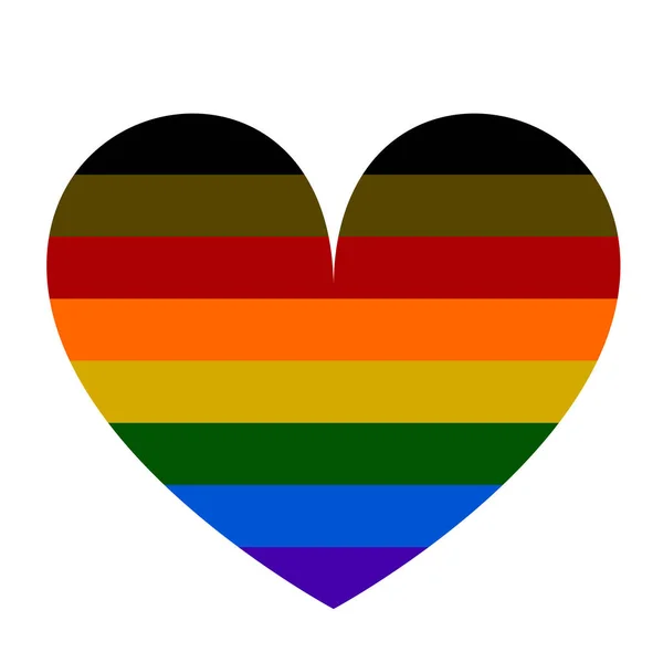 感情的なLgbtqフラグハートバッジバナーイラストは白い背景に隔離されています レズビアンの旗 ゲイプライドの旗の色 バイセクシャル フラッグ トランスジェンダーのコミュニティの誇り クィア ゲイパレードのシンボル — ストックベクタ