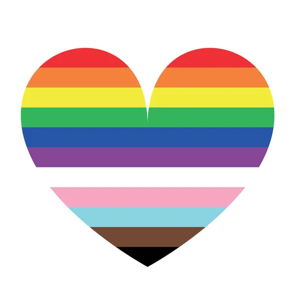 LGBTQ bayrak kalp rozeti, beyaz üzerine izole edilmiş sancak vektör illüstrasyonu. L Lezbiyen bayrağı, G Gey Gururu bayrağı. B Biseksüel bayrağı. Transseksüel topluluğunun gururu. Q Queer. Duygusal Igbt gay geçit töreni sembolü