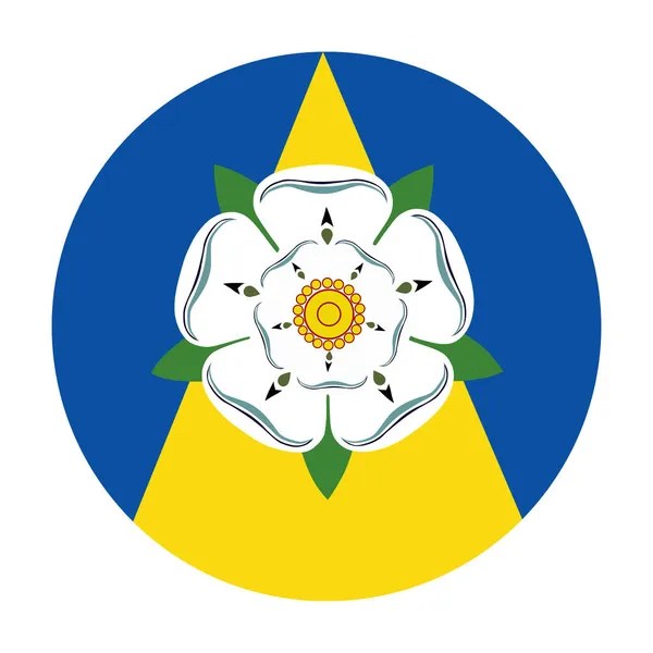 Bandiera Del West Yorkshire Emblema Cerchio Bandiera Vettoriale Illustrazione Isolata — Vettoriale Stock