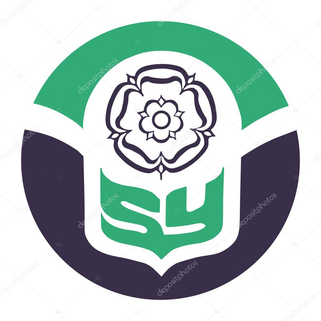 Banner of South Yorkshire, emblem circle flag vector illustration isolated on white background. United Kingdom province. England territory.