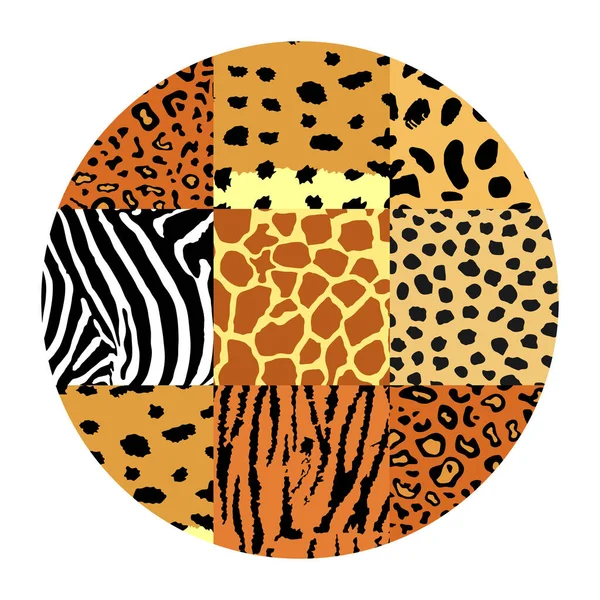 Κύκλος Ζώο Εκτύπωσης Φόντο Σαφάρι Ζώα Γούνα Συλλογή Διάνυσμα Εικονογράφηση — Διανυσματικό Αρχείο