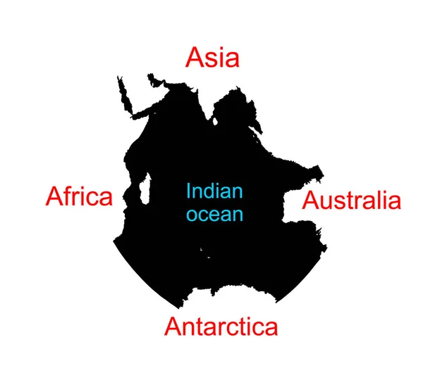 Indian Ocean Mapa Wektor Sylwetka Ilustracja Izolowane Białym Tle — Wektor stockowy