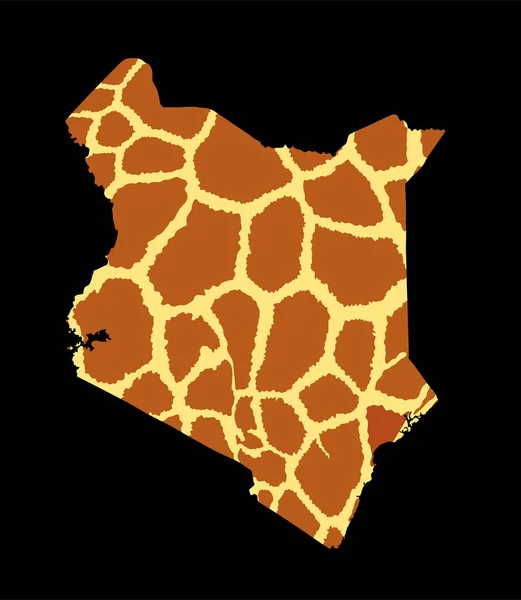 Giraffenhautdruck Über Dem Kenia Kartenvektorsilhouette Bild Isoliert Auf Schwarzem Hintergrund — Stockvektor