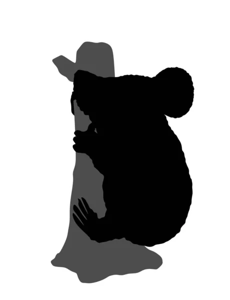 Los Marsupiales Llevan Ilustración Silueta Vectorial Koala Aislada Sobre Fondo — Vector de stock