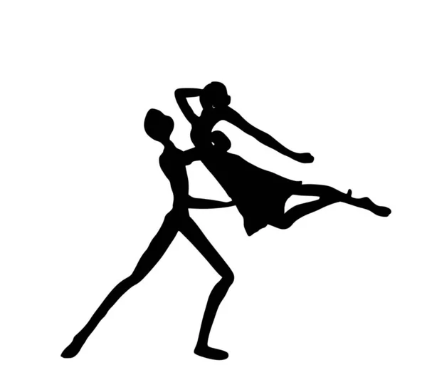 Ballerini Sensuali Coppia Amore Vettoriale Silhouette Illustrazione Isolata Sfondo Bianco — Vettoriale Stock