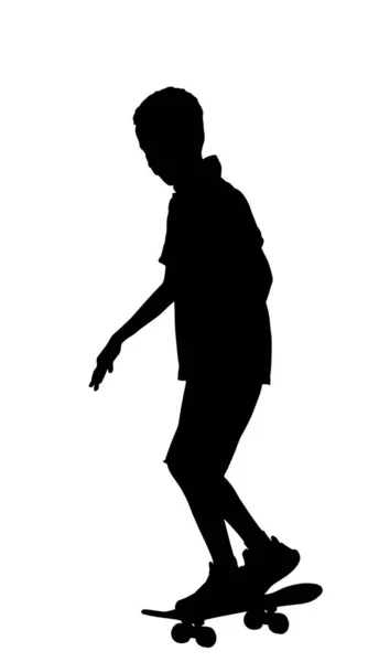 Boy Ride Skateboard Vecteur Silhouette Illustration Isolé Sur Fond Blanc — Image vectorielle
