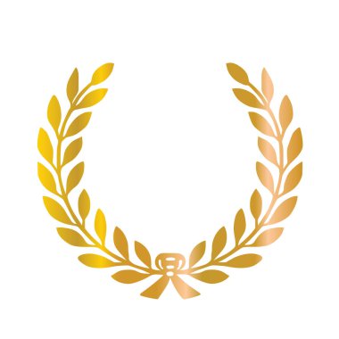 Beyaz arkaplanda izole edilmiş altın defne çelengi vektör silüeti çizimi. Kazanan için mükemmel ve üstün fiyat. Altın prim defne sembolü.