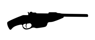 Beyaz arka planda izole edilmiş eski kısa tüfek vektör silüeti. Rustik bir silah sembolü. Eski el tabancası silueti. Tarihi silah, eski ordu silahları. Birinci Dünya Savaşı silahı.