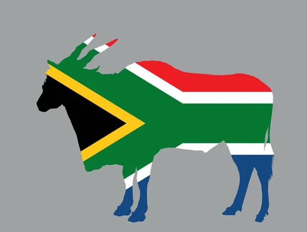 Bandera República Sudáfrica Sobre Eland Antílope Vector Silueta Ilustración Aislada — Archivo Imágenes Vectoriales