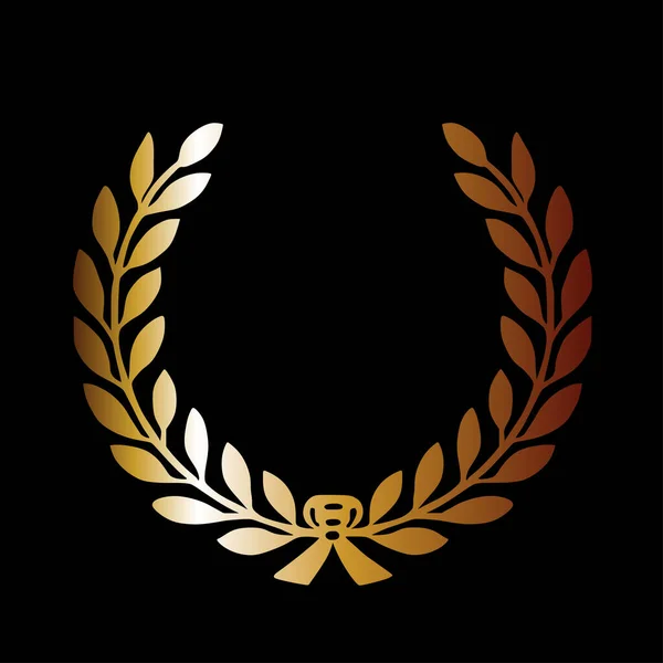 Golden Laurel Wreath Vector Silhouette Illustration Isolated Black Background Excellent — Stock Vector