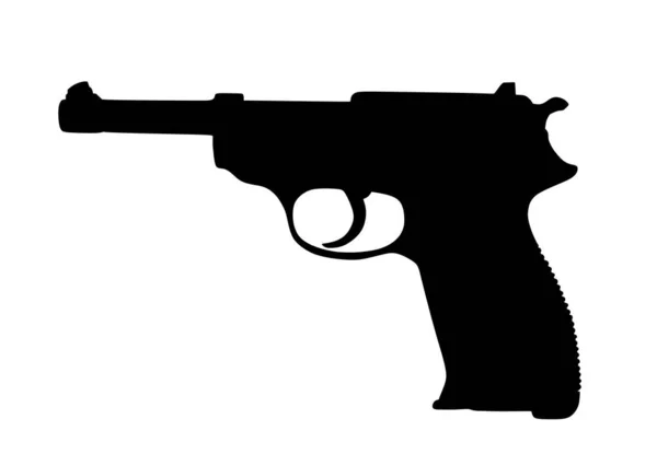 Пістолет Уолтер Зображений Білому Тлі Зображений Силуеті Німецькі Офіцери Другої — стоковий вектор