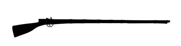 在白色背景上孤立的老式弗林特洛克步枪矢量轮廓图解 Rustic古董枪符号 古代步枪的轮廓 历史武器 复古武器 十八世纪时期 — 图库矢量图片