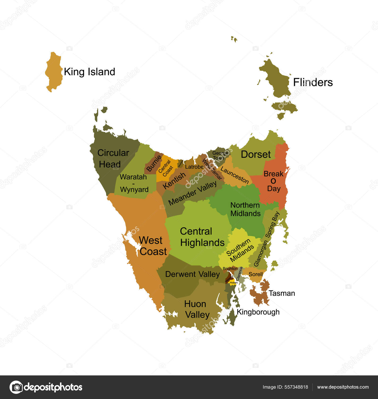 Tasmanien Karte Vektor Silhouette Illustration Isoliert Auf Weißem