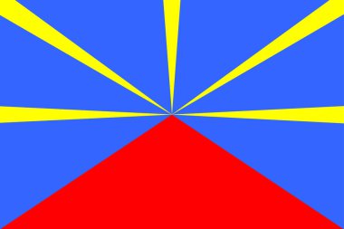 La Reunion bayrak vektör illüstrasyonu beyaz arka planda izole edildi. Birleşme bayrağı. Hint okyanus adasındaki Avrupa Birliği toprakları. Fransa 'nın bir parçası. Fransız toprağı.