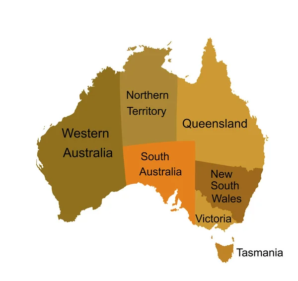 Oro Molido Mapa Australiano Silueta Vectorial Ilustración Aislada Sobre Fondo — Vector de stock