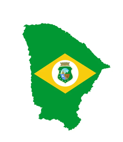 Ceara Mappa Bandiera Vettoriale Silhouette Illustrazione Isolata Sfondo Bianco Brasile — Vettoriale Stock
