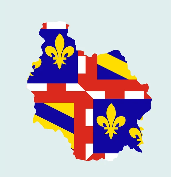 Burgundy Map Flag Vector Silhouette Illustration Isolated Background France Region — Vetor de Stock