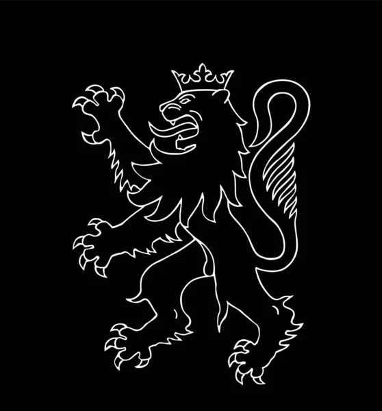 Heraldic Wild Lion Silhouette Vector Illustration Isolated Black Background Burgundy — Wektor stockowy