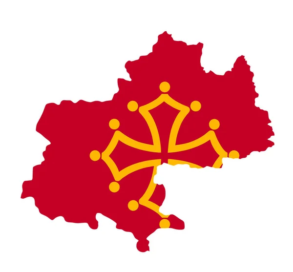 Midi Pyrenees Отображает Векторный Силуэт Белом Фоне Карта Провинции Франция — стоковый вектор
