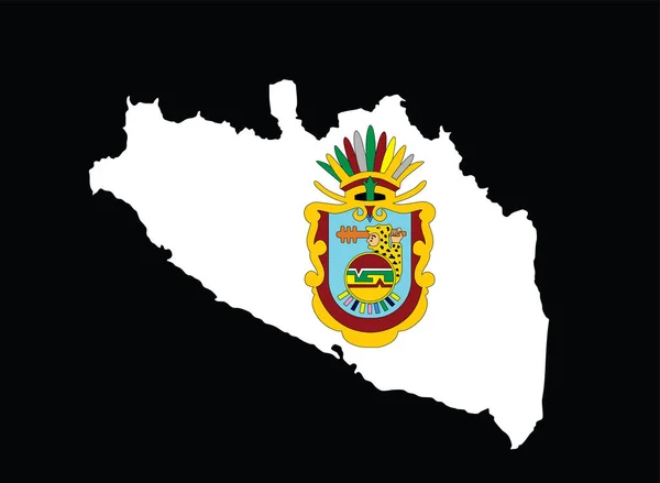 格雷罗州地图矢量轮廓插图孤立在黑色背景 墨西哥省地图 可编辑的空白向量图 格雷罗旗纹章 — 图库矢量图片