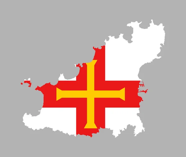 Eiland Guernsey Kaart Vlag Vector Silhouet Illustratie Geïsoleerd Achtergrond Vlag — Stockvector