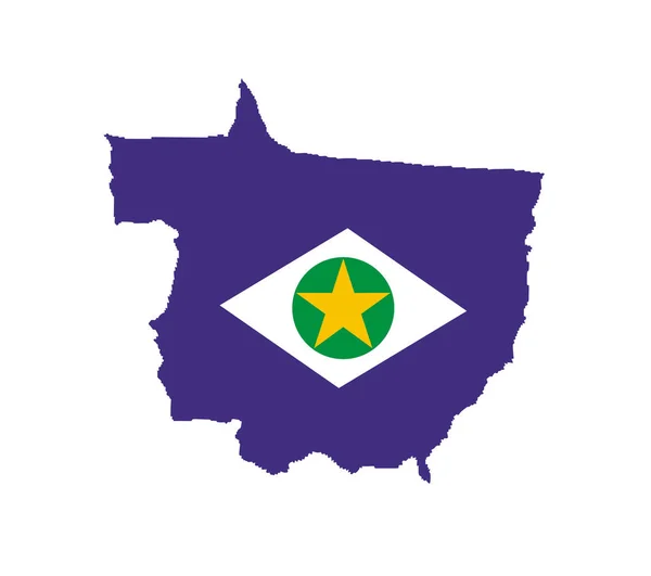 马托格罗索地图的旗帜矢量轮廓插图孤立在白色背景 巴西马托格罗索州地图符号 南美洲领土 — 图库矢量图片