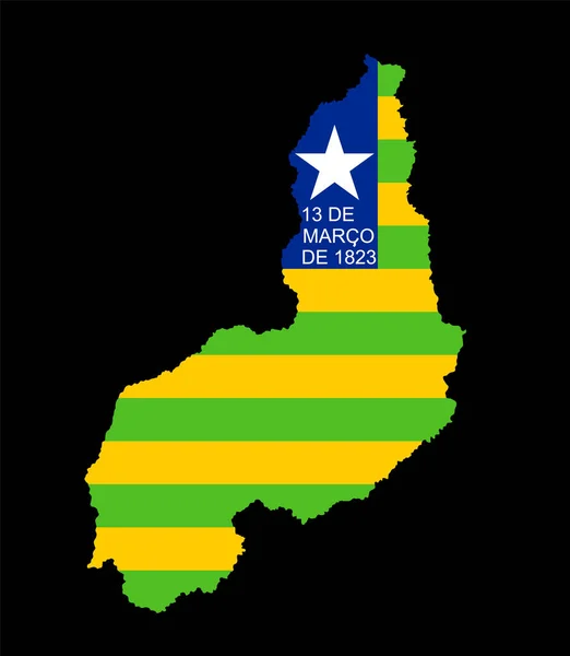 Piaui Térkép Zászló Vektor Sziluett Illusztráció Elszigetelt Fekete Háttér Brazília — Stock Vector