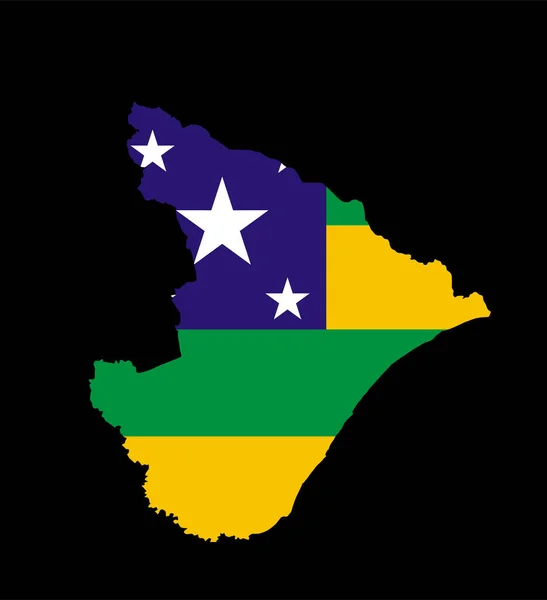 Sergipe Map Flag Vector Silhouette Illustration Isolated Black Background Brazil — Stock Vector